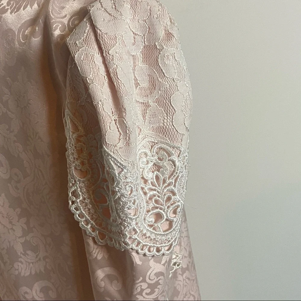 Scott McClintock Vintage Top Plus Size Victorian Puff Sleeve Pink Lace Top - Picture 9 of 14